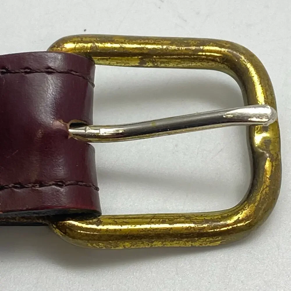 Vintage Fin Heads Mens 40 Leather Golf Belt Fishing Lure Embroidery Brass Buckle